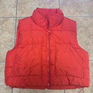 Orange puffer vest